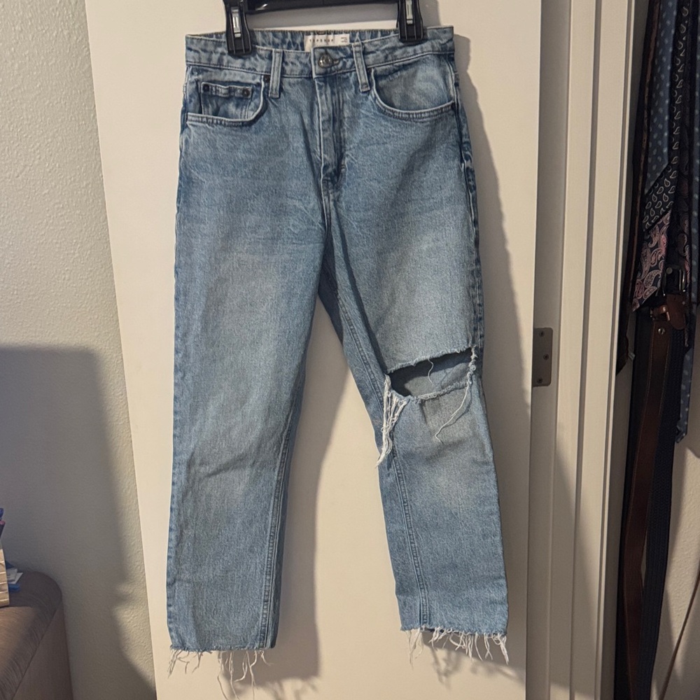 Topshop Light Blue Straight Jeans
